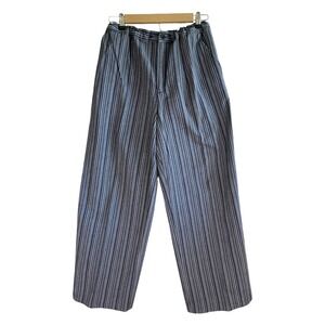 DKNY‎ Jeans Womens Black Gray Striped Wide Leg Cotton Pants Size Large L Capsule